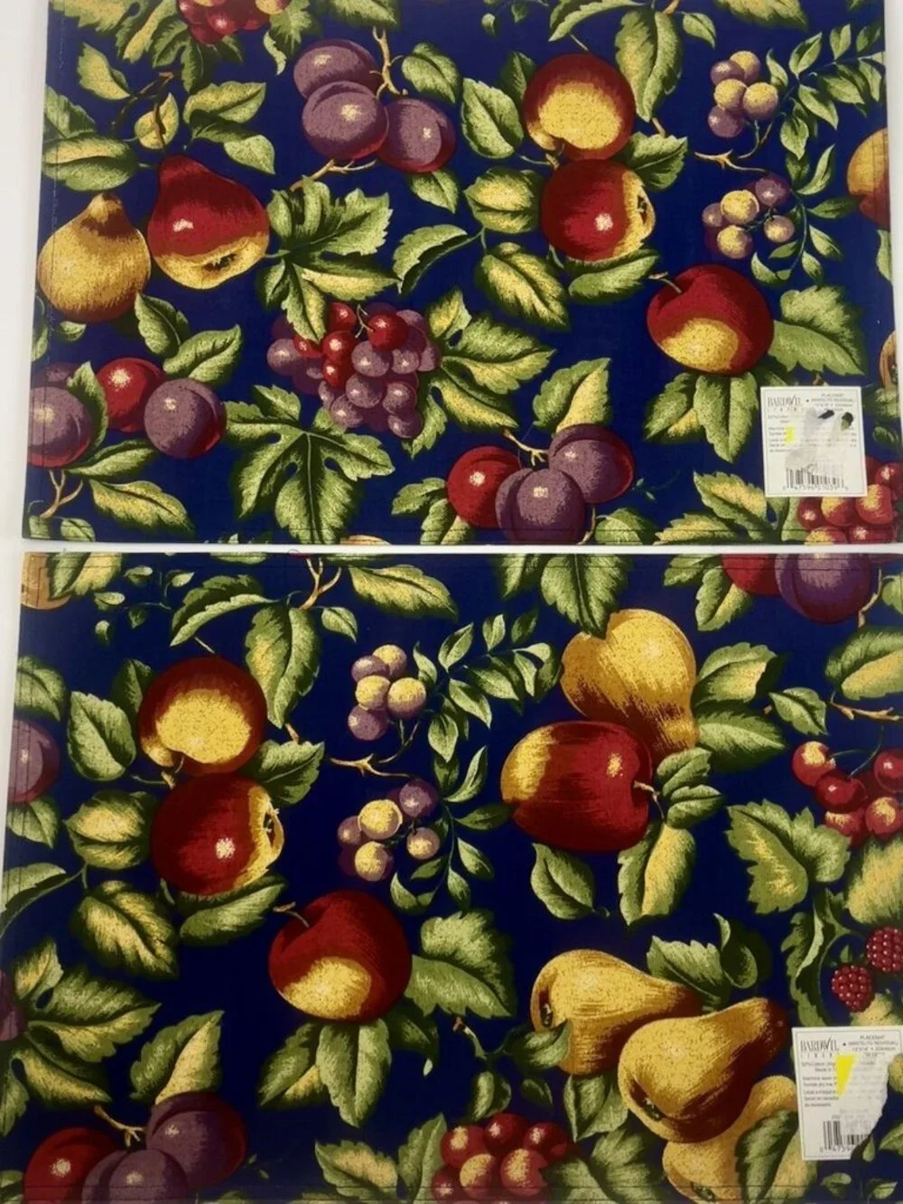 Bardwil Botanical Fruit Placemat Set Of 4 Double Sided French Country Cottage